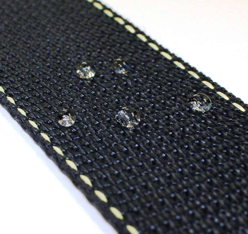 strap with drops of water on it