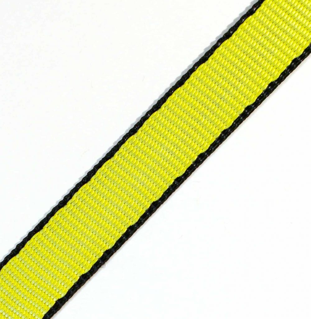 Yellow UHMWPE strap on white background