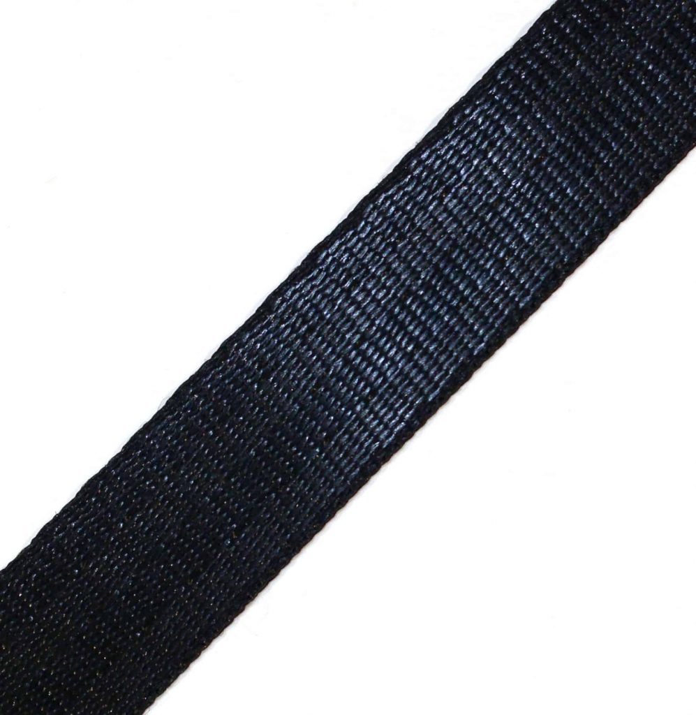 Black UHMWPE strap on white background